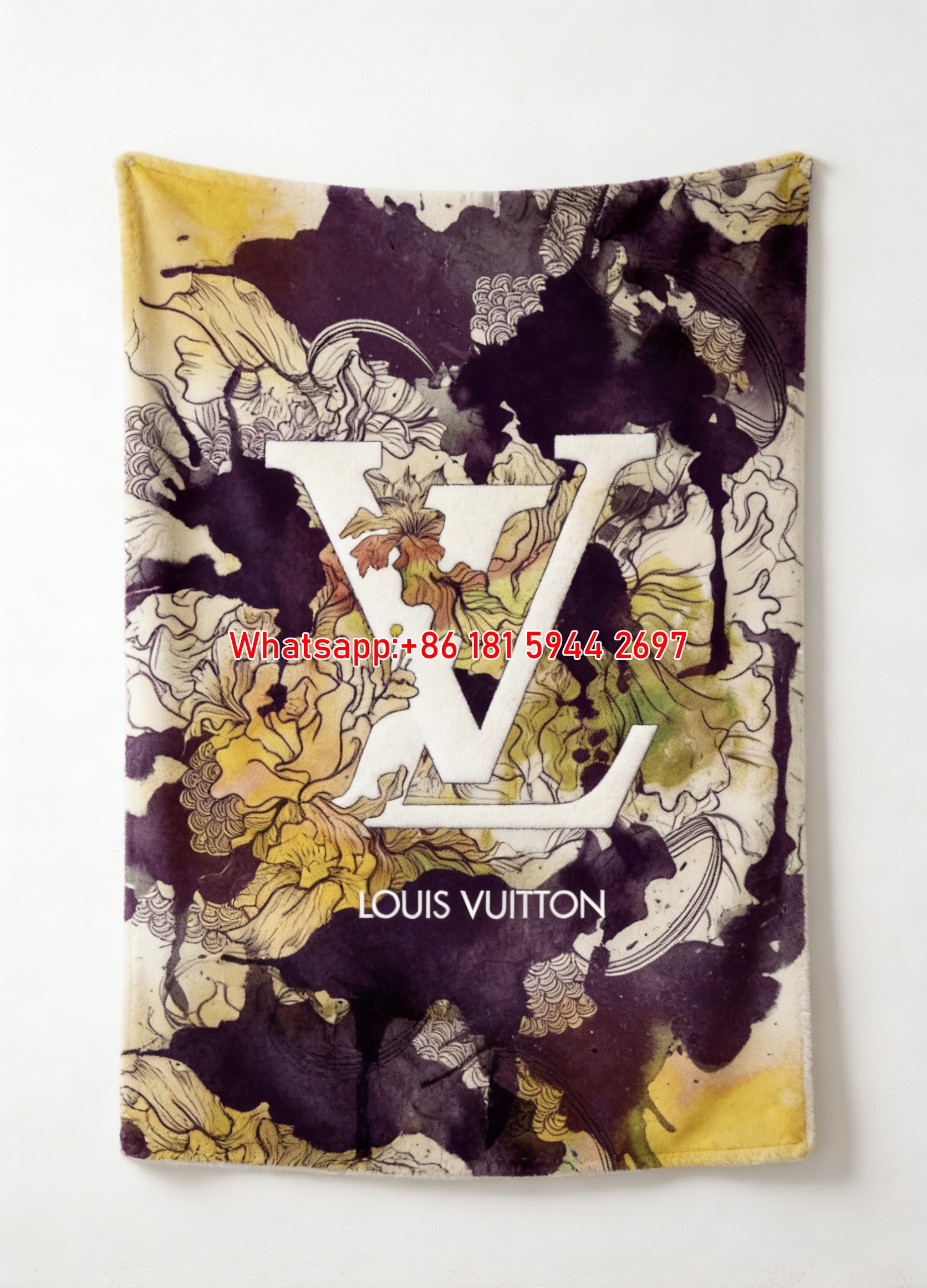 Ink Floral LV Blanket Artistic LV Monogram Blanket 113